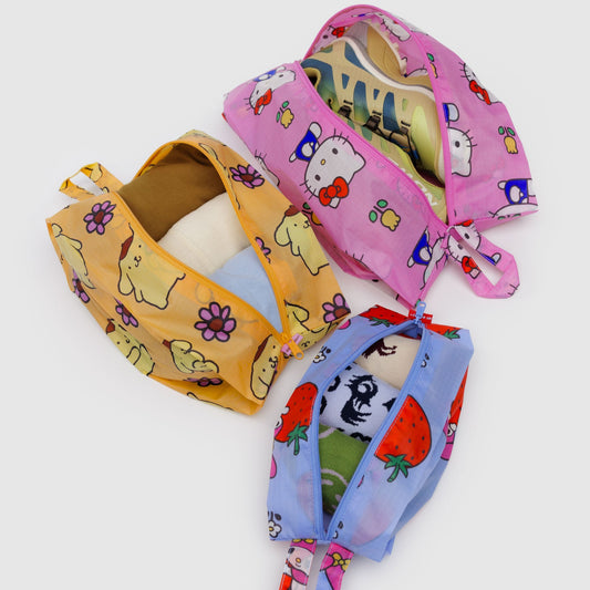 Hello Kitty and Friends x Baggu 3-pc Zipper Pouch Set (Fruits + Florals)