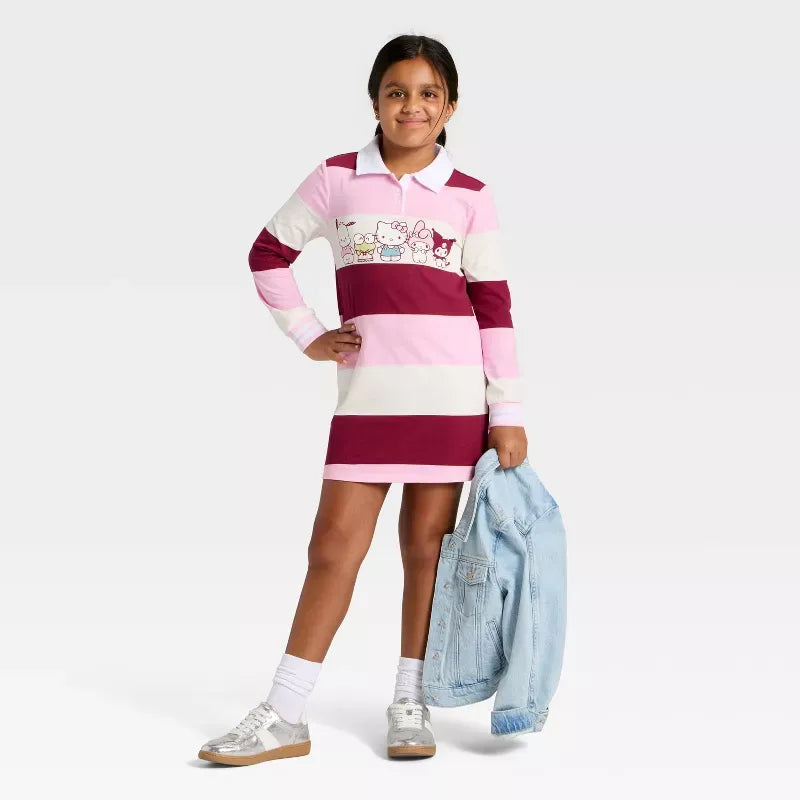 Hello Kitty and Friends Girls Striped Rugby Dress