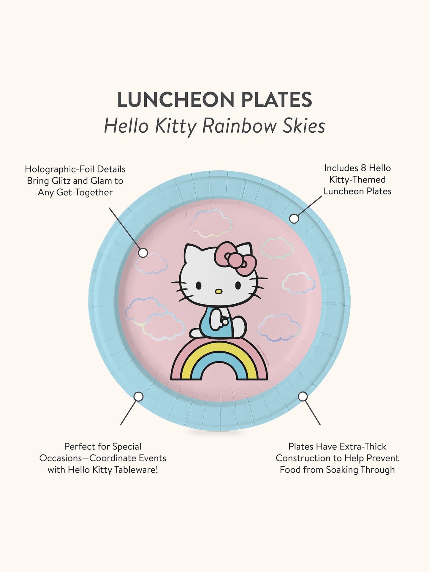 Hello Kitty x Studio Oh! Rainbow Skies Luncheon Plates