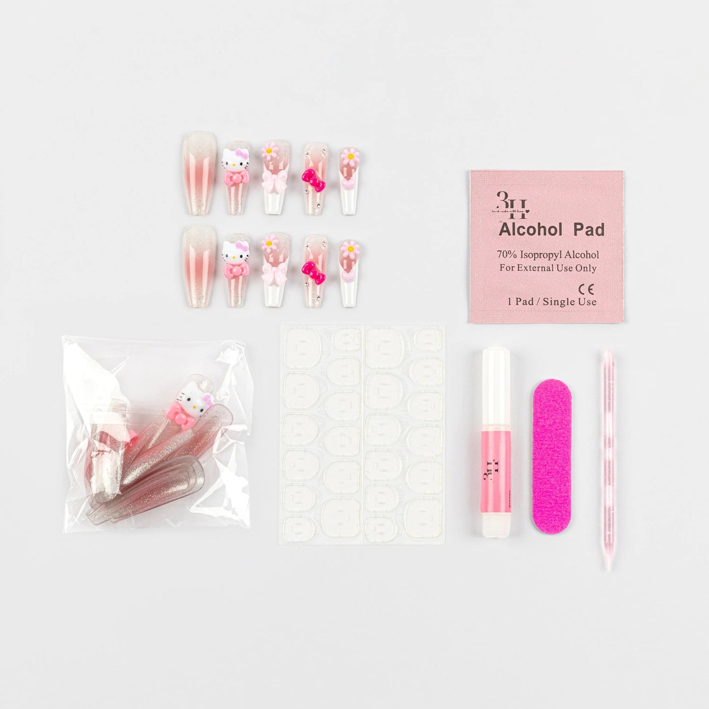 Hello Kitty x 3H Nails 3D Press-On Nails (Long)