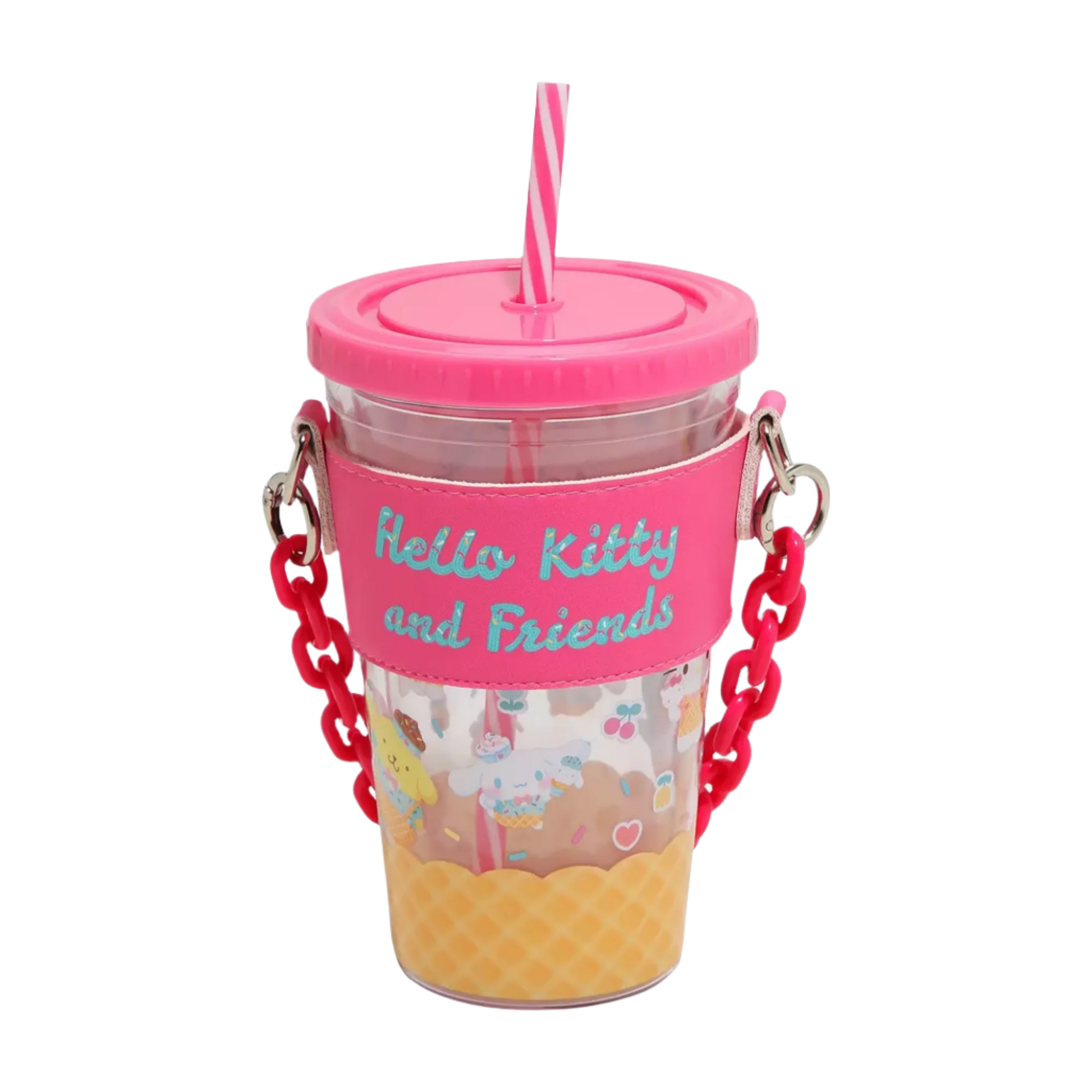 Hello Kitty and Friends Acrylic Travel Tumbler With Chain Holder