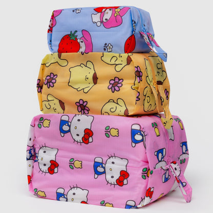 Hello Kitty and Friends x Baggu 3-pc Zipper Pouch Set (Fruits + Florals)