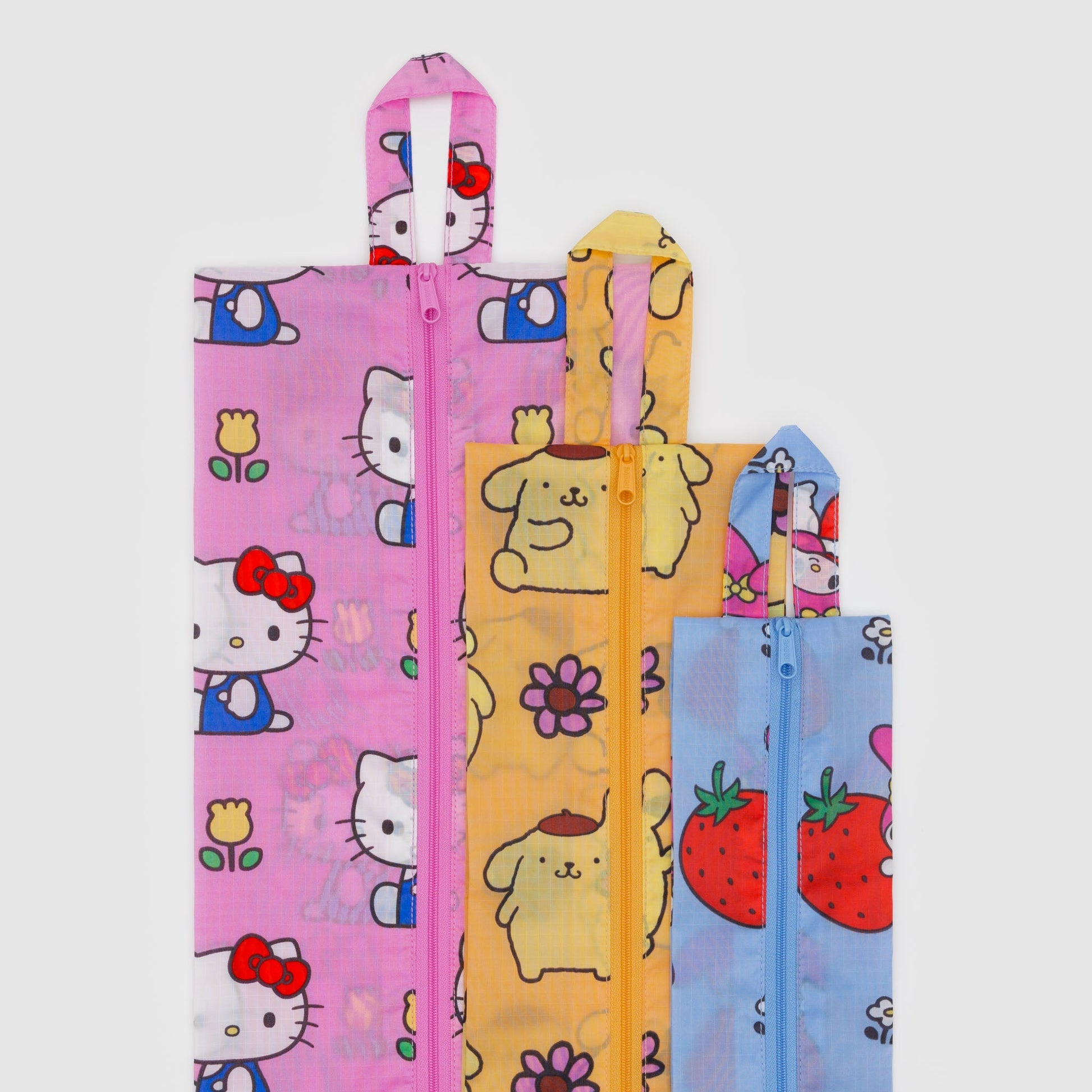 Hello Kitty and Friends x Baggu 3-pc Zipper Pouch Set (Fruits + Florals)