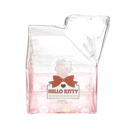 Hello Kitty Kawaii Glass Milk Carton Cup