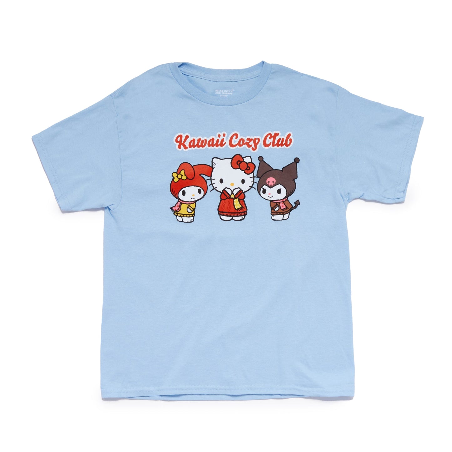 Hello Kitty and Friends Big Kids Kawaii Cozy Club Tee (Light Blue)
