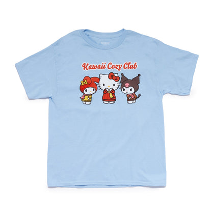 Hello Kitty and Friends Big Kids Kawaii Cozy Club Tee (Light Blue)
