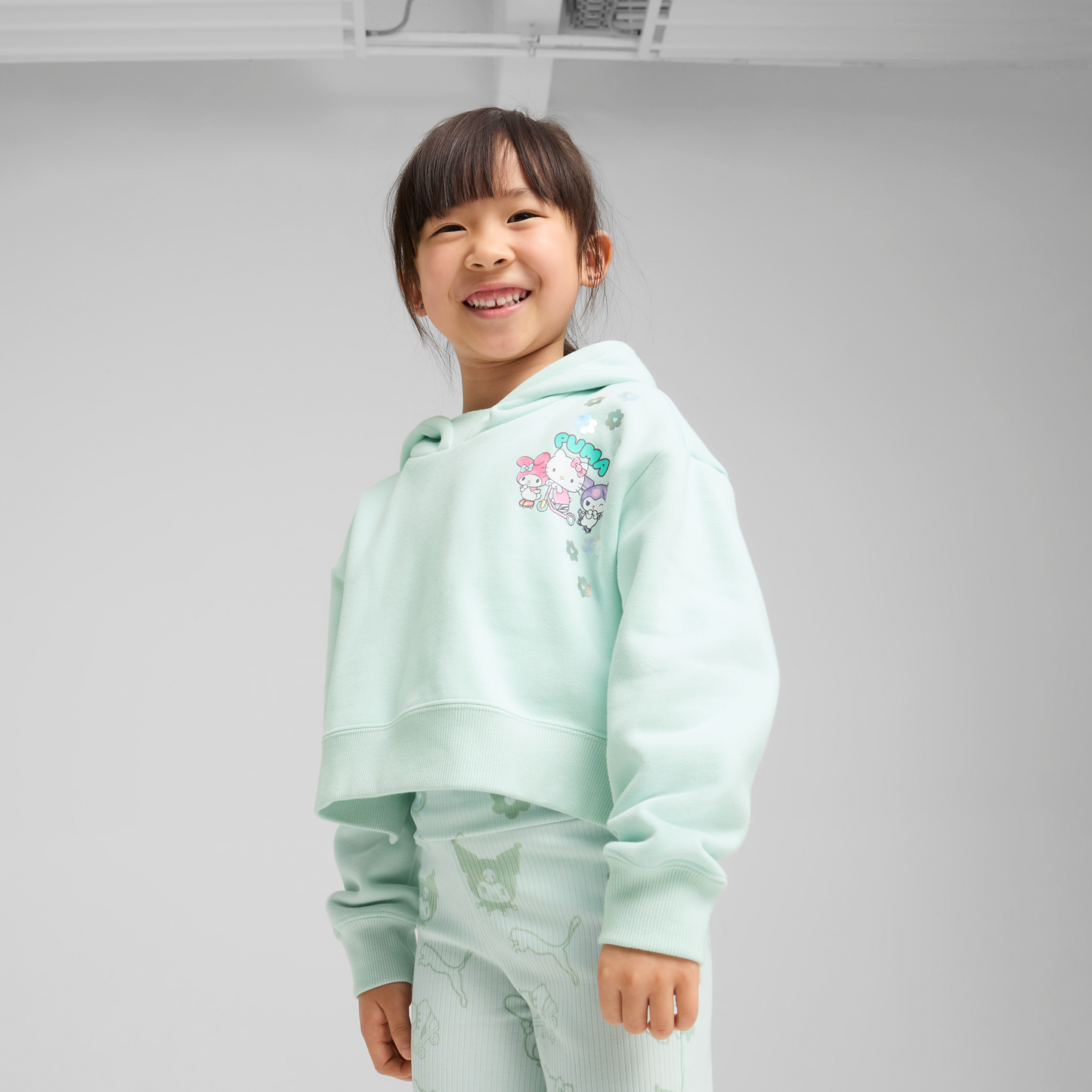 Hello Kitty and Friends x PUMA Kids Relaxed Cropped Graphic Hoodie (Peaceful Blue)