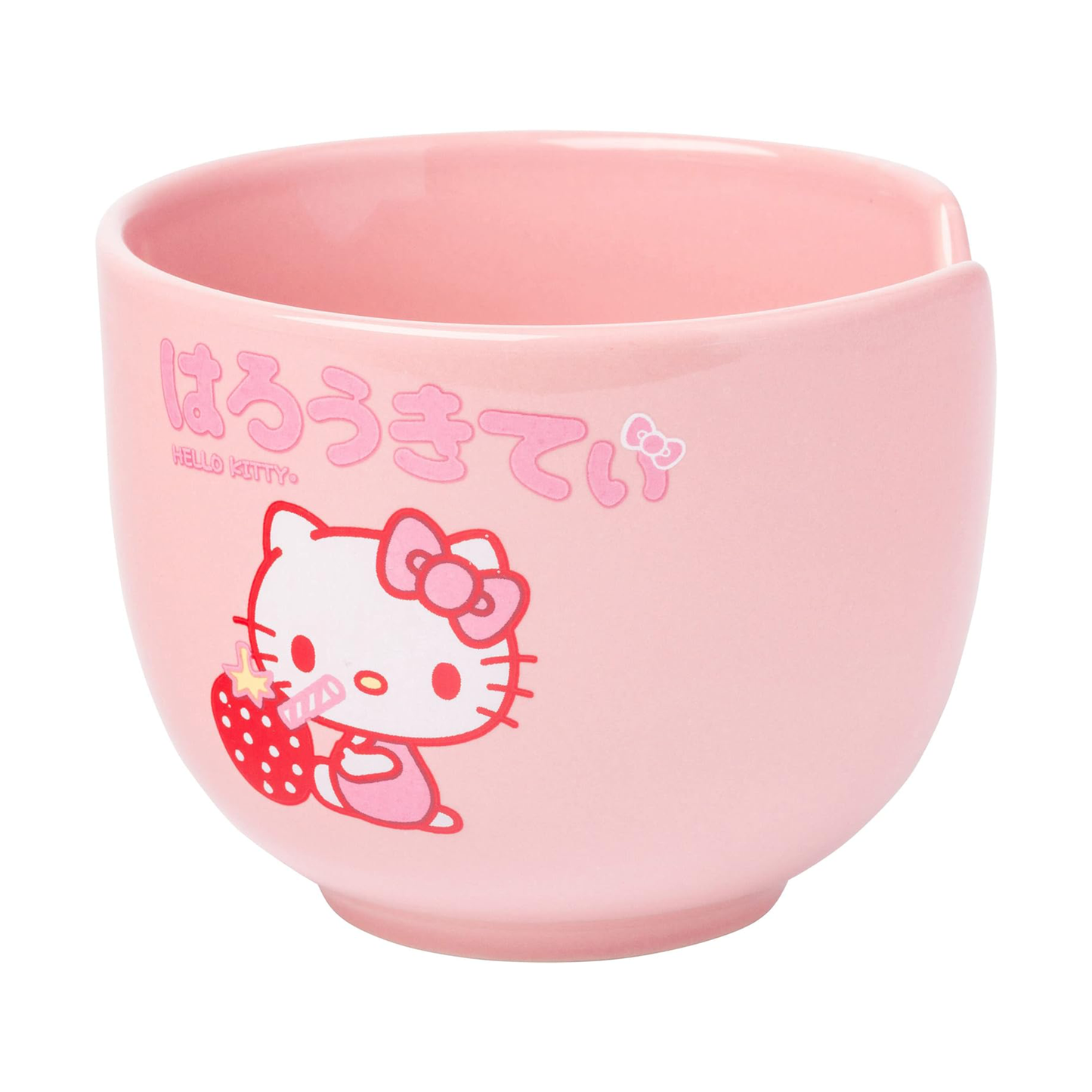 Hello Kitty Ceramic Ramen Bowl and Chopstick Set (Strawberry Milk)