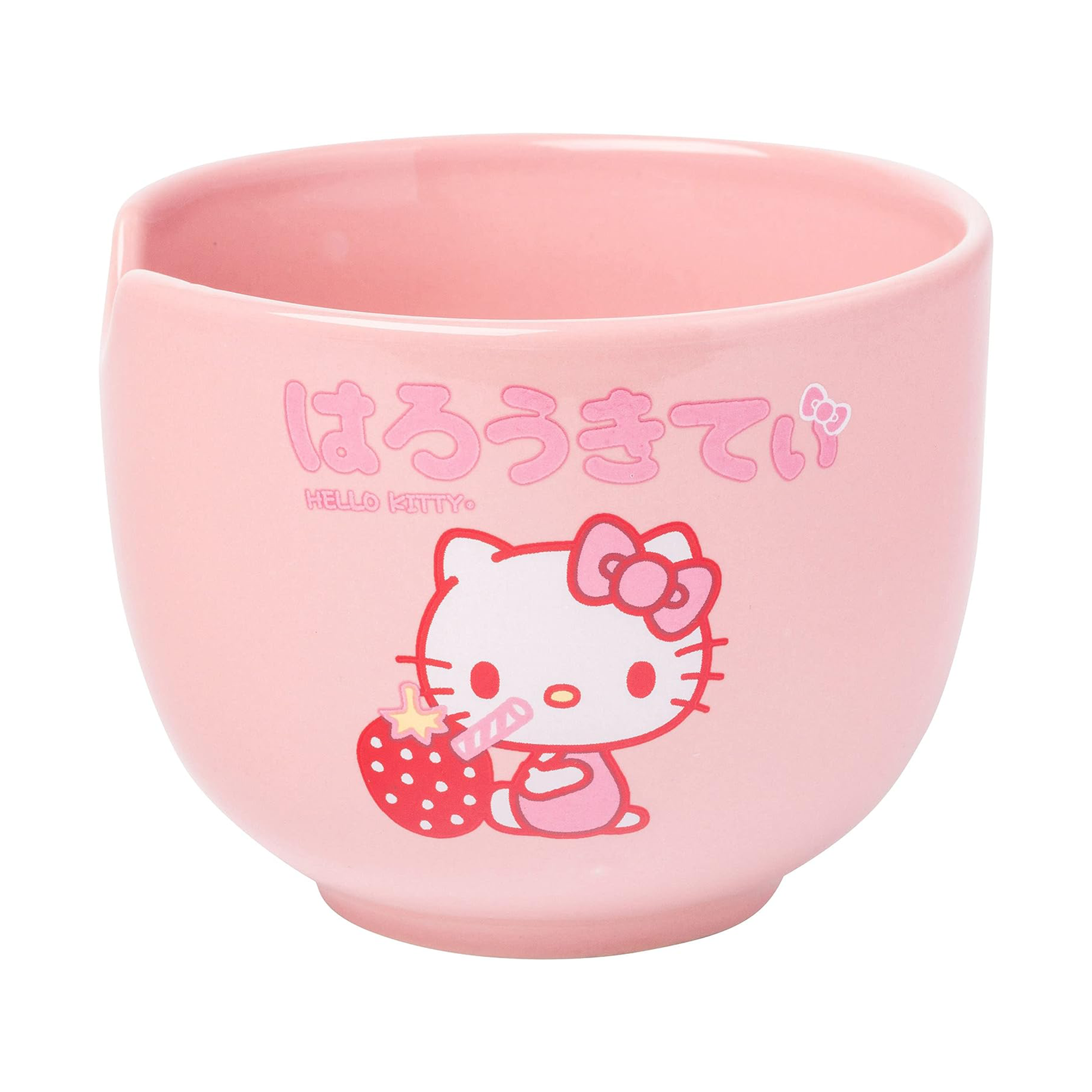 Hello Kitty Ceramic Ramen Bowl and Chopstick Set (Strawberry Milk)