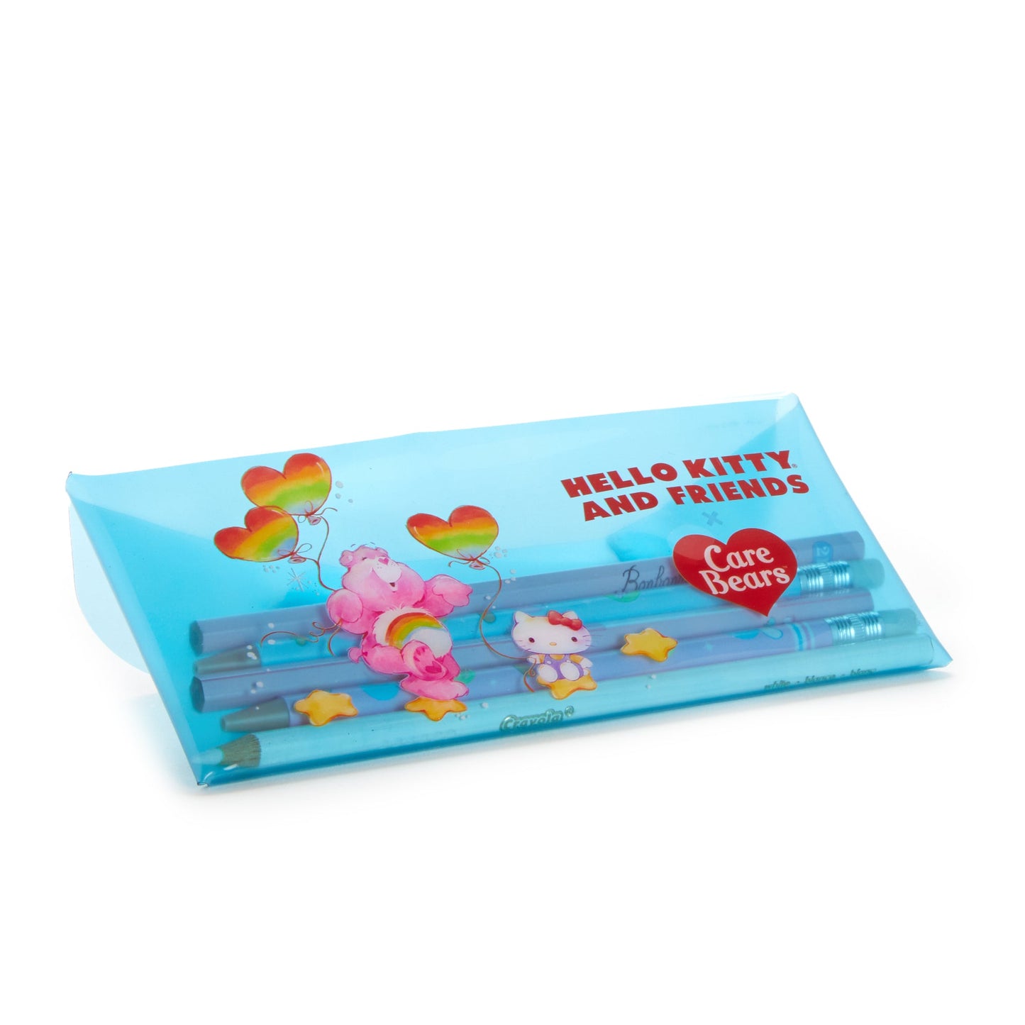 Hello Kitty x Care Bears Translucent Blue Pencil Case