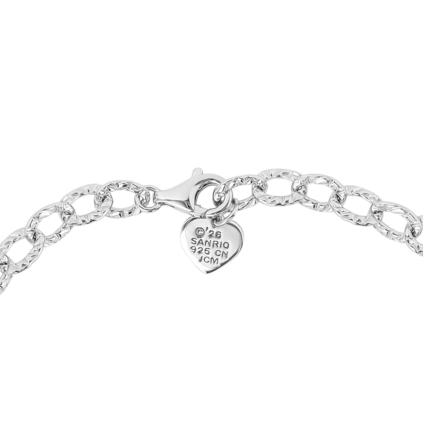 Hello Kitty Quatrefoil Sterling Silver Bracelet (Pink & White Sapphire)