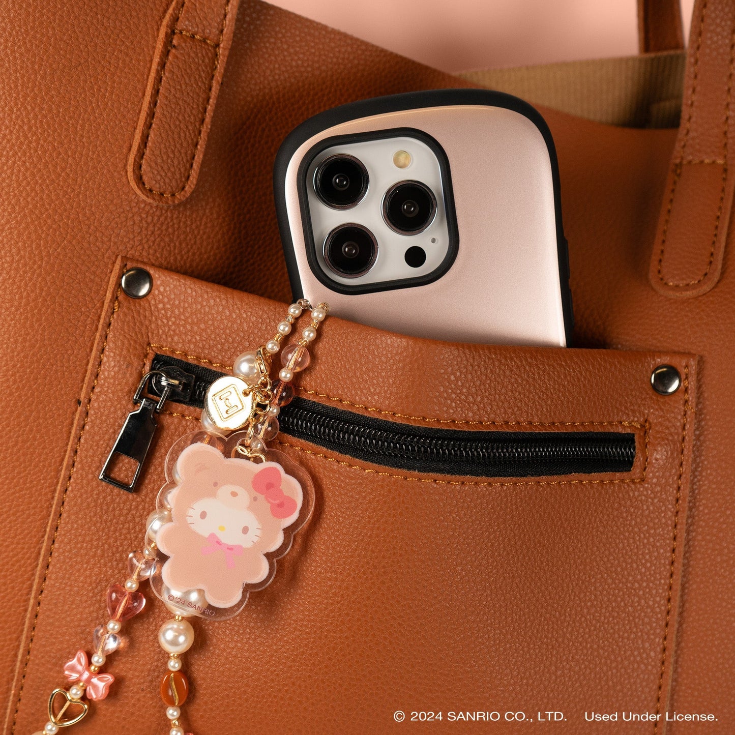 Hello Kitty Latte Bear Beaded Charm Mobile Phone Wrist Strap