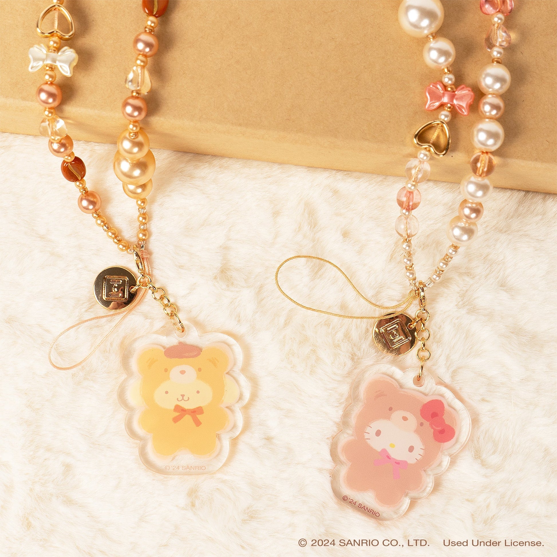 Hello Kitty Latte Bear Beaded Charm Mobile Phone Wrist Strap