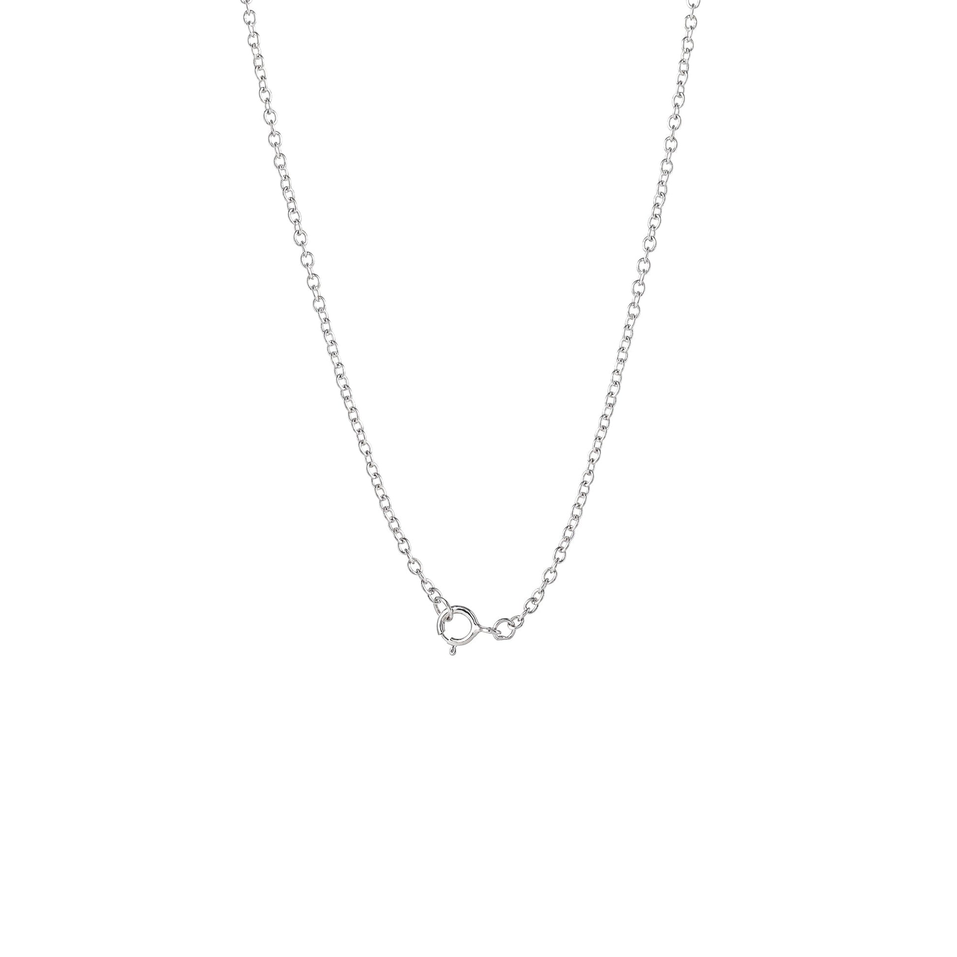 Hello Kitty 18" Quatrefoil Sterling Silver Pendant Necklace (Pink & White Sapphire)