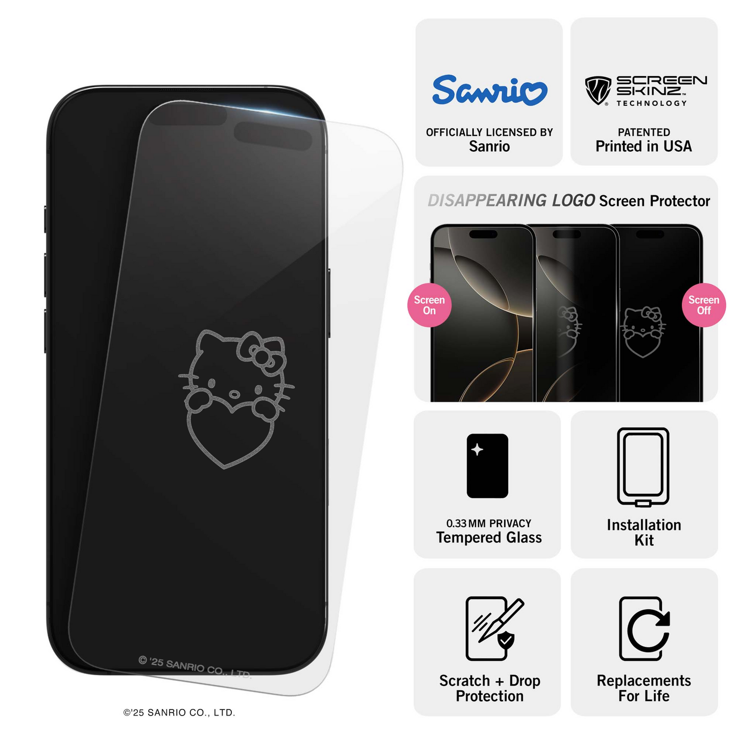 Hello Kitty x Screen Skinz Hands Heart Clear Screen Protector