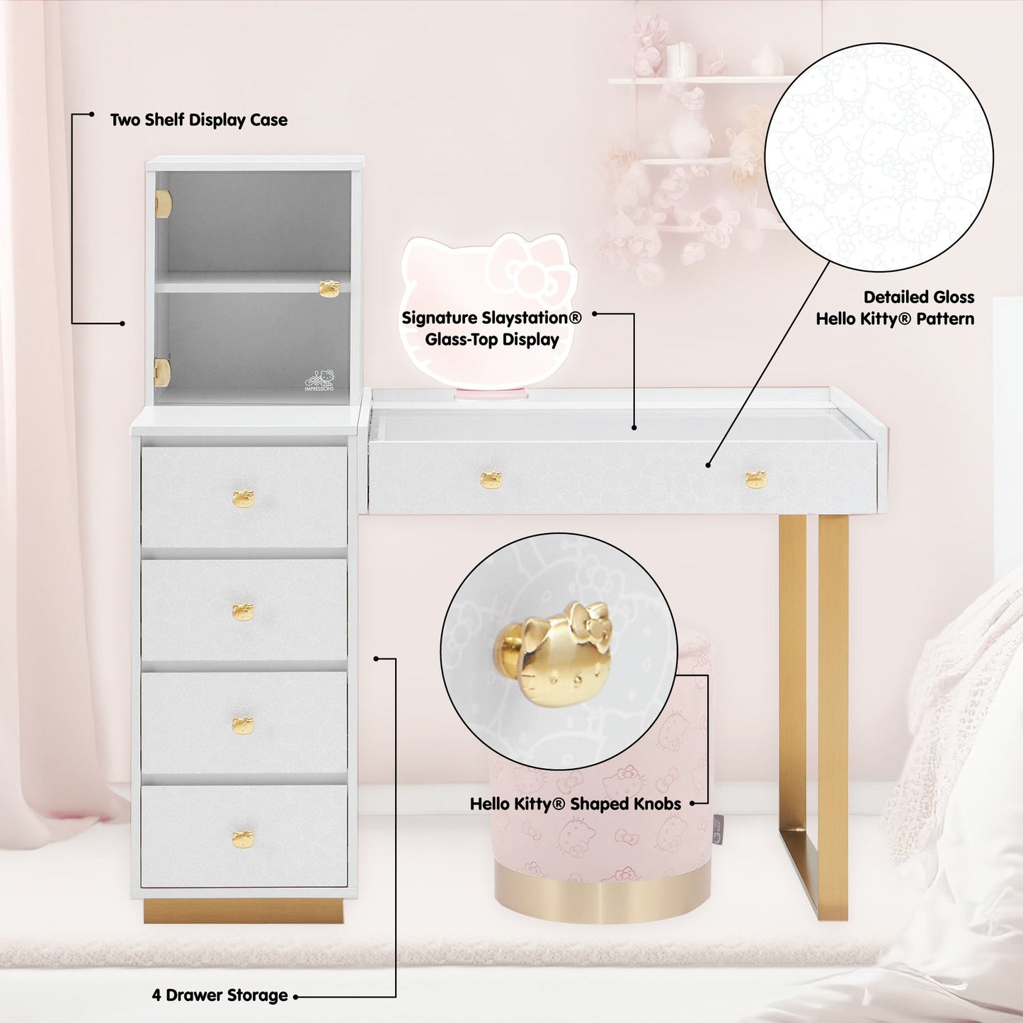 Hello Kitty x Impressions Vanity SlayStation Duet Vanity Desk