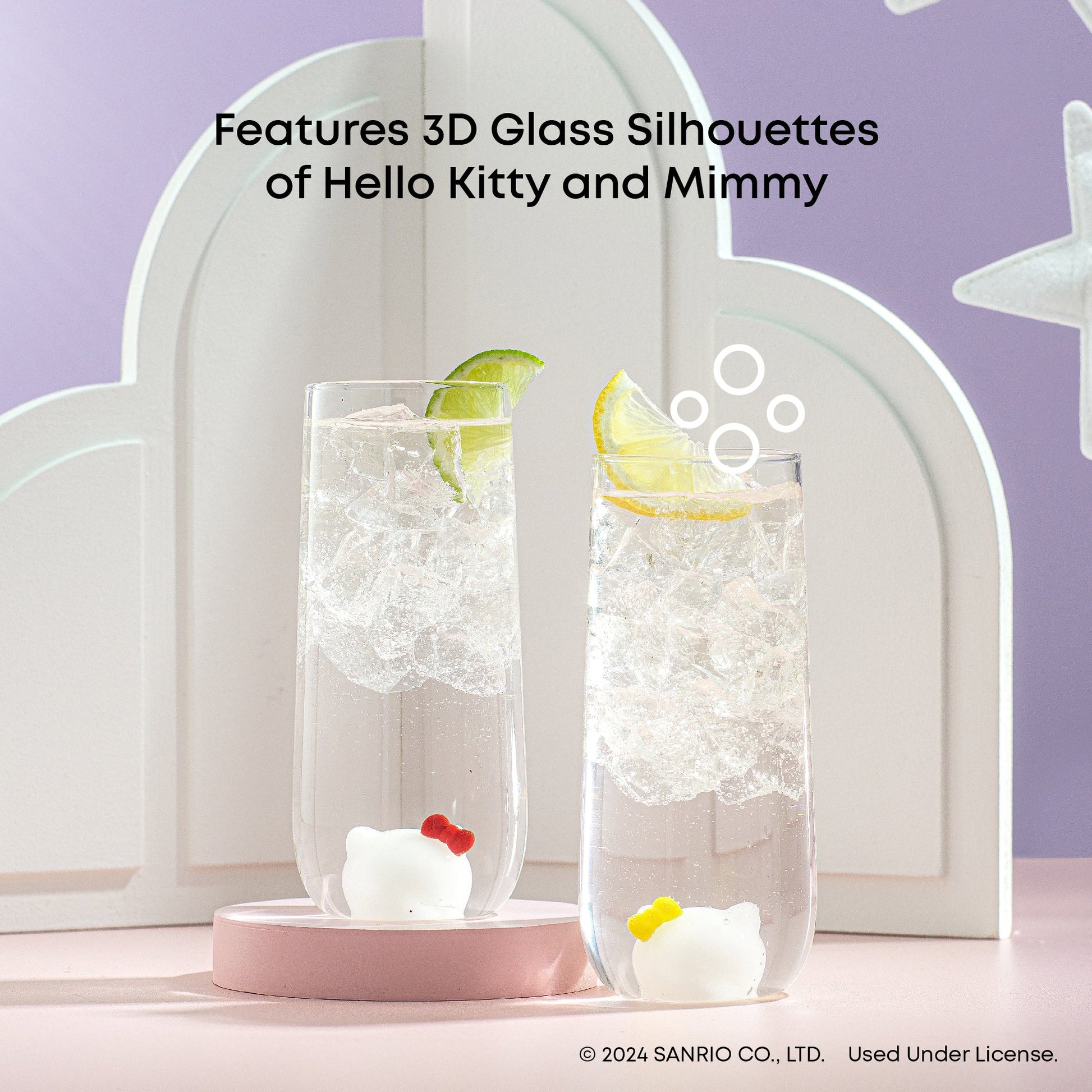 Hello Kitty and Mimmy 3D Icon Tall Drinking Glasses (Set of 2)