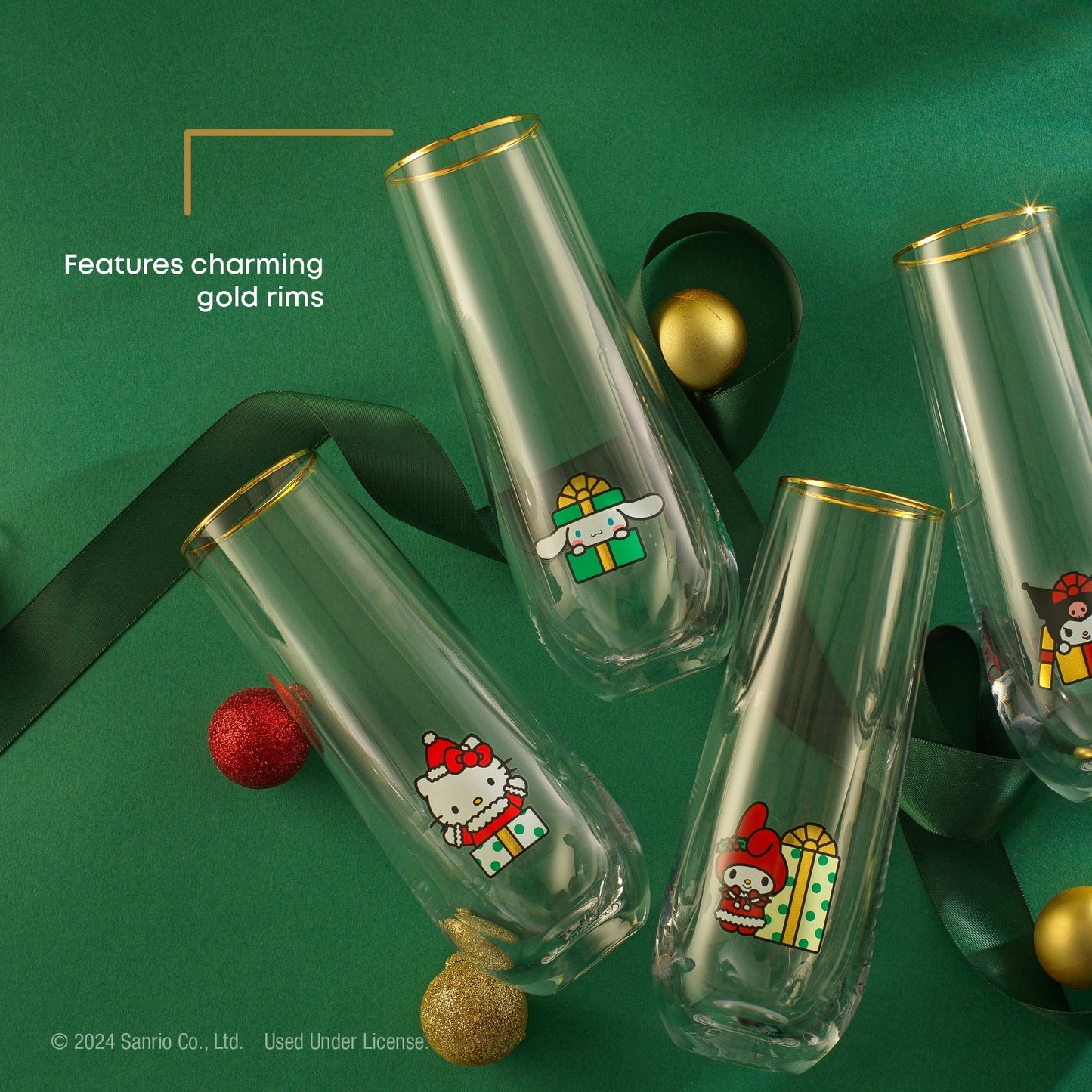 Hello Kitty and Friends Holiday Stemless Flutes