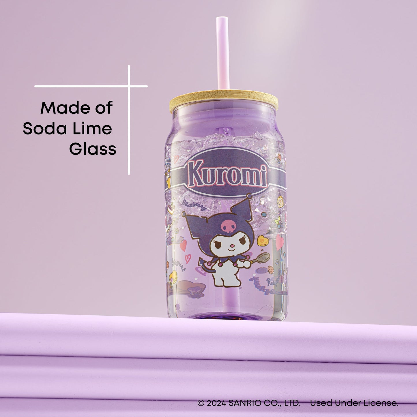 Kuromi Favorite Flavor Lidded Glass Tumbler