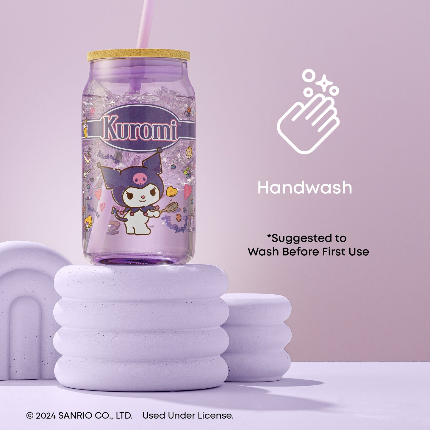 Kuromi Favorite Flavor Lidded Glass Tumbler