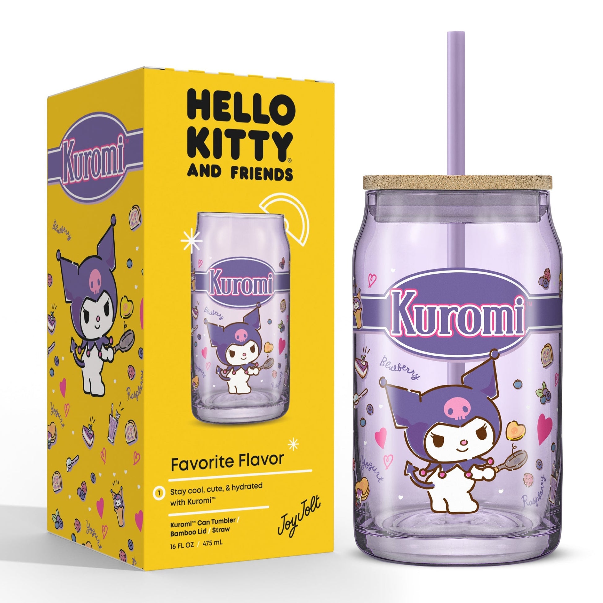 Kuromi Favorite Flavor Lidded Glass Tumbler