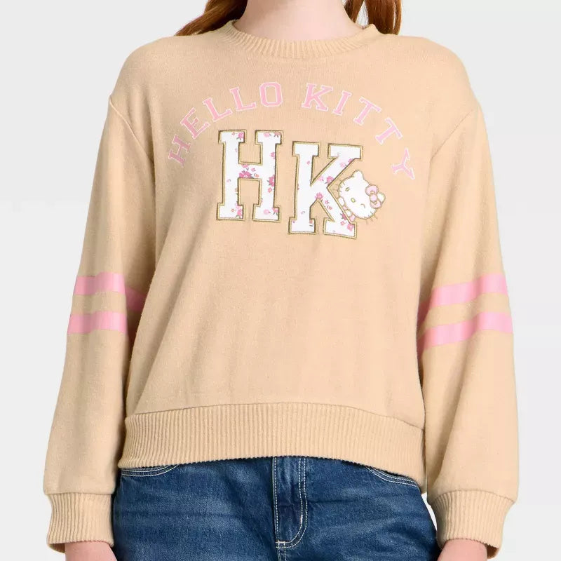 Hello Kitty Girls Floral Patch Fleece Sweater