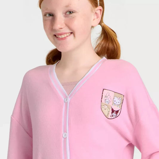 Hello Kitty and Friends Girls Chenille Patch Fleece Cardigan