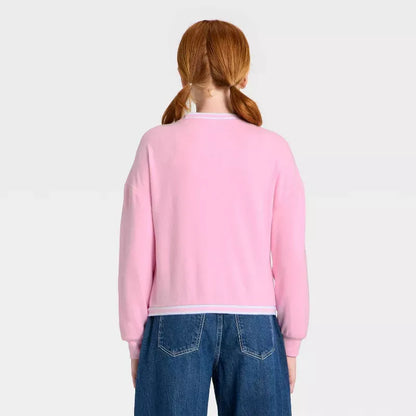 Hello Kitty and Friends Girls Chenille Patch Fleece Cardigan
