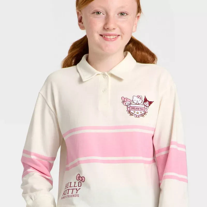 Hello Kitty and Friends Girls Dream Big Long Sleeve Rugby Shirt