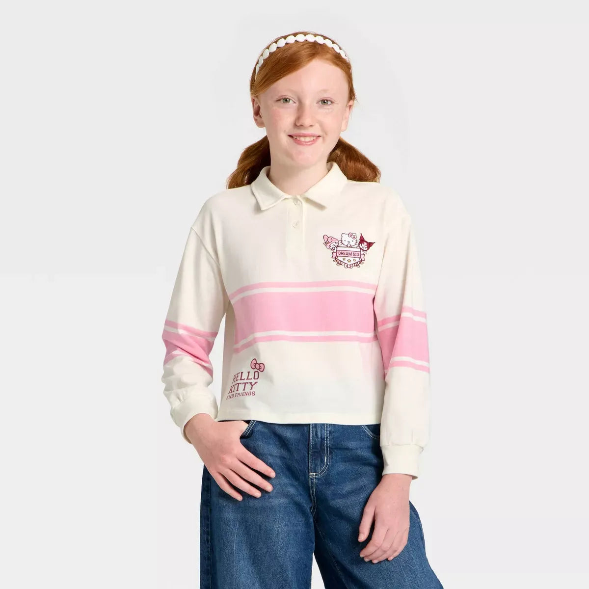 Hello Kitty and Friends Girls Dream Big Long Sleeve Rugby Shirt