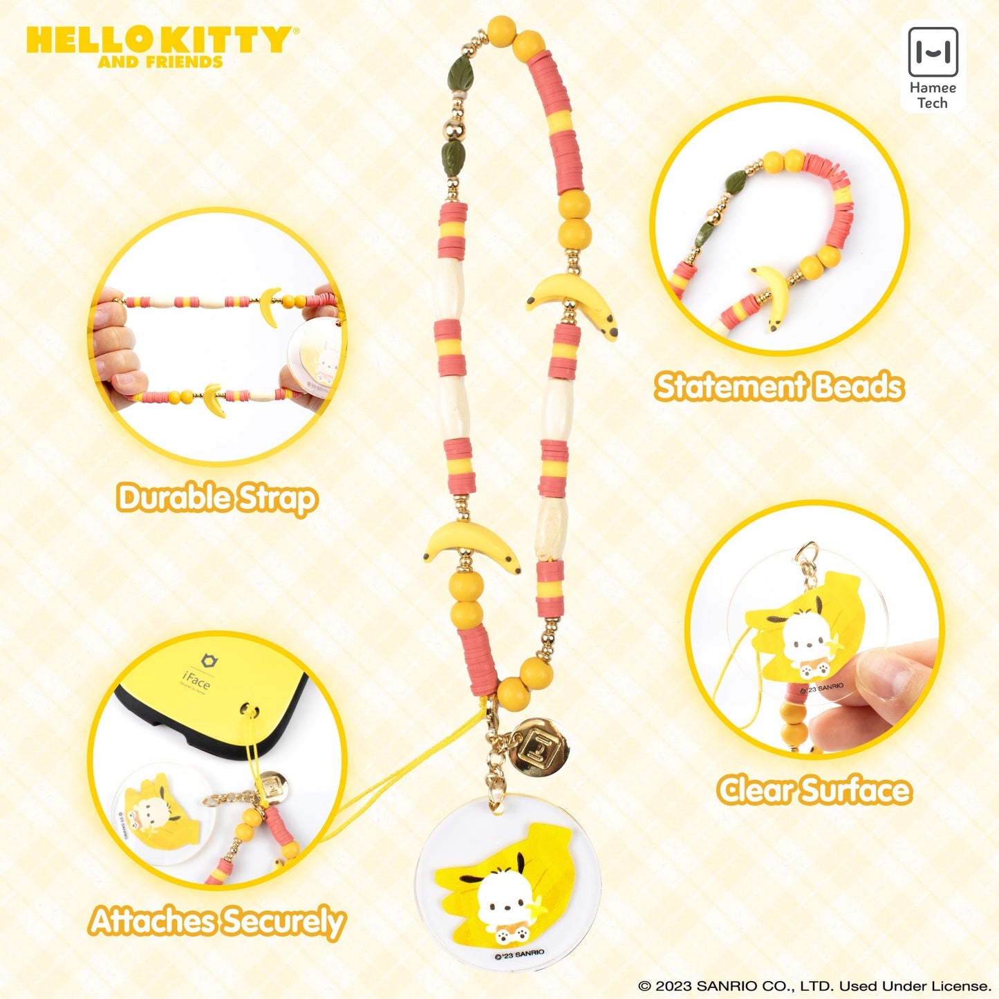 Pochacco Banana Beaded Charm Mobile Phone Wrist Strap