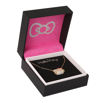 Hello Kitty 18” Gold Plated Face Pave 3D Necklace