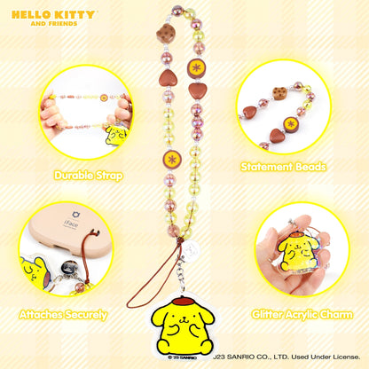 Pompompurin Beaded Charm Mobile Phone Wrist Strap