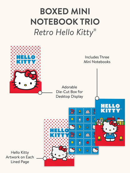 Hello Kitty x Studio Oh! Retro Red Boxed Mini Notebook Trio