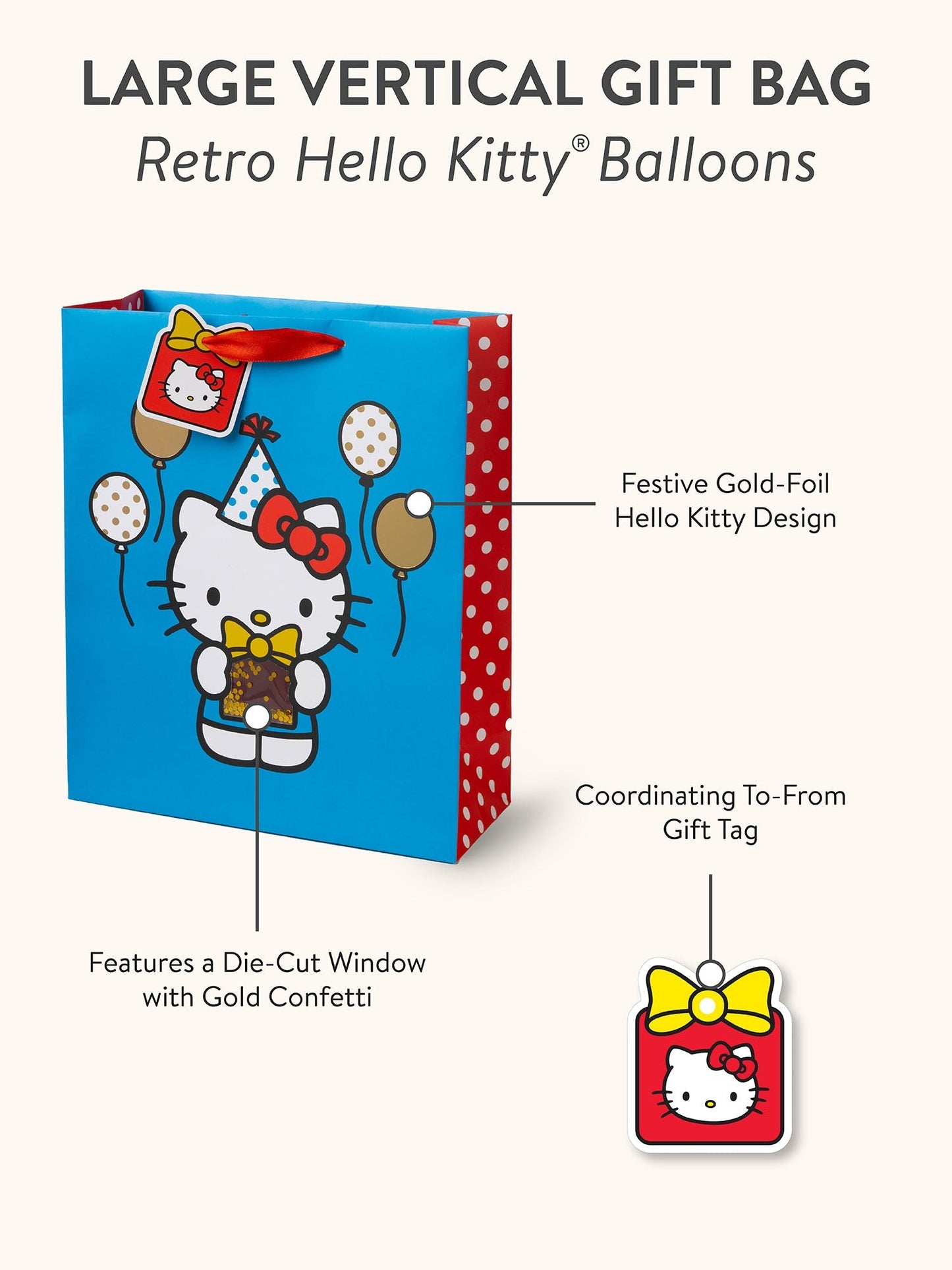 Hello Kitty x Studio Oh! Retro Red Balloons Gift Bag (Large)
