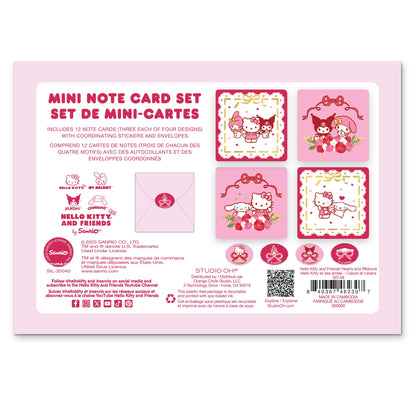 Hello Kitty and Friends x Studio Oh! Hearts and Ribbons Mini Note Card Set