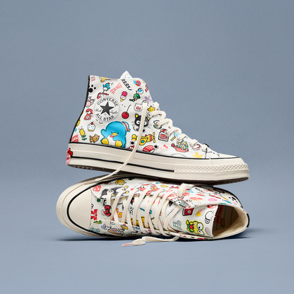 Converse x Hello Kitty and Friends Chuck 70 Hi-Top Stickers Sneaker (Adult - White)