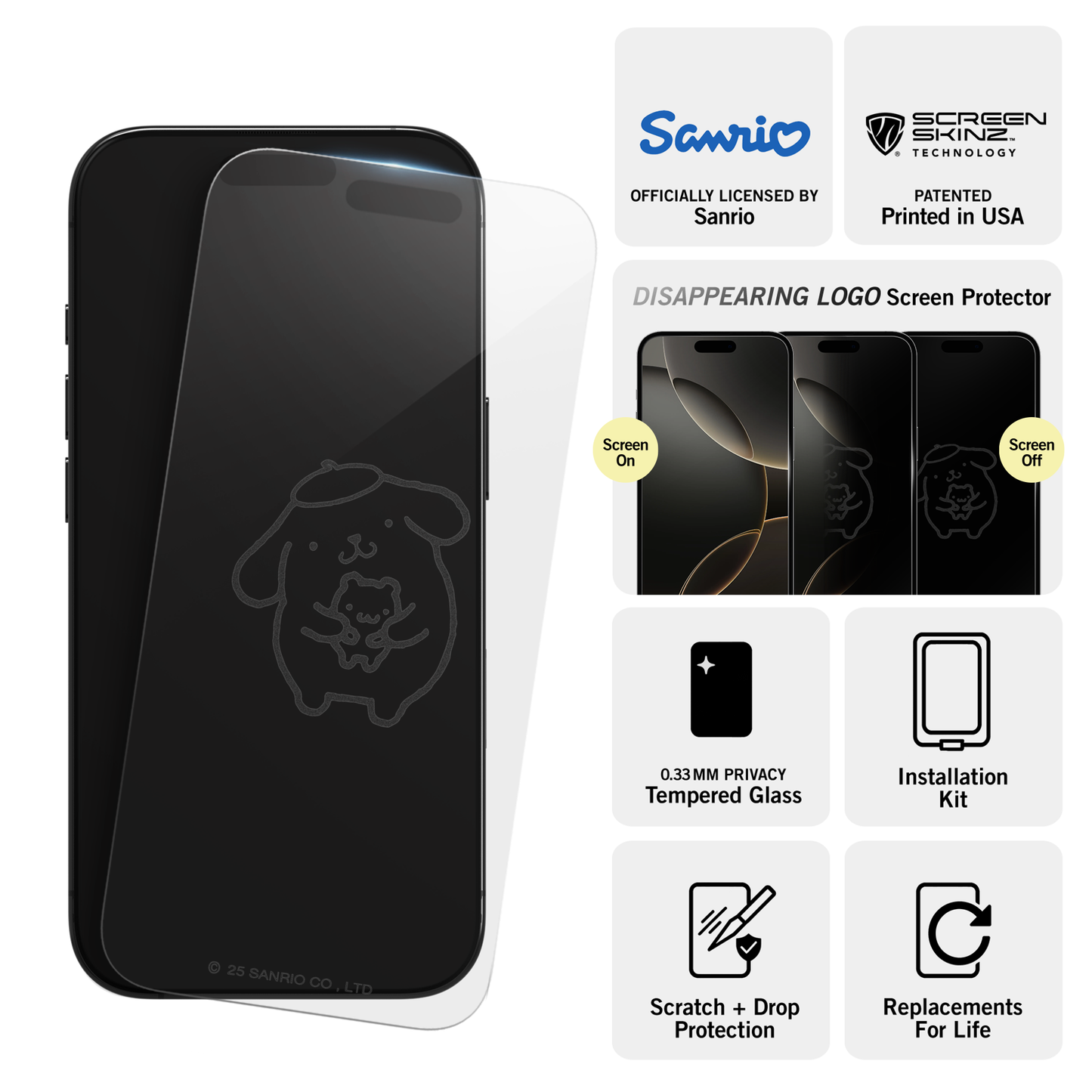 Pompompurin x Screen Skinz Hug iPhone Clear Screen Protector
