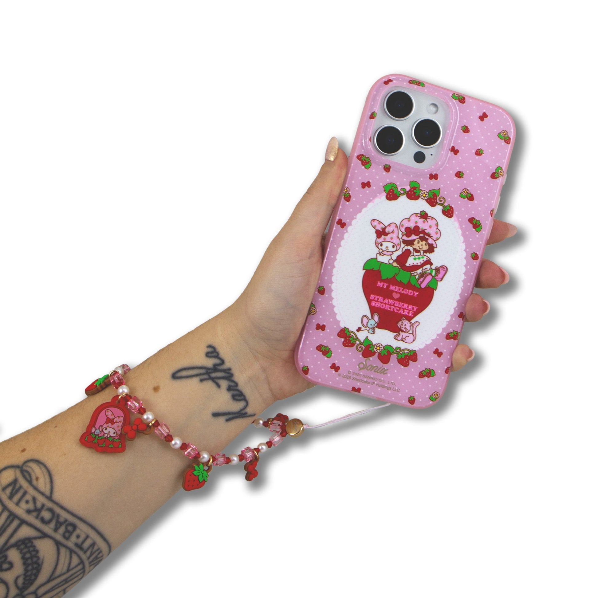 My Melody x Sonix Strawberry Shortcake Phone Beaded Wristlet