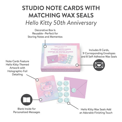Hello Kitty x Studio Oh! 50th Anniversary 25-Pc Note Cards & Wax Seals Set