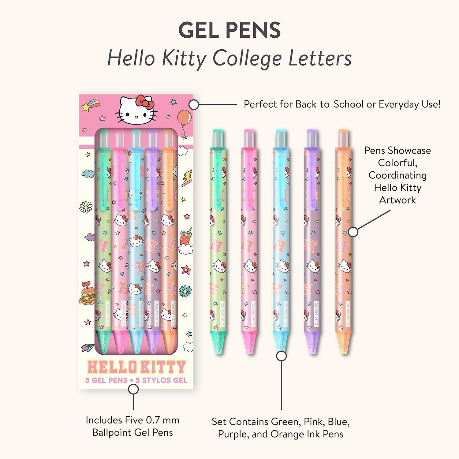 Hello Kitty x Studio Oh! College Letters Gel Pens