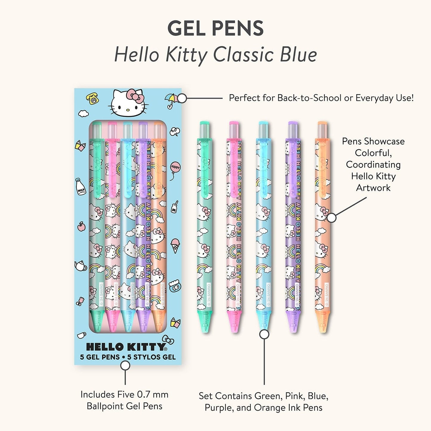 Hello Kitty x Studio Oh! Classic Blue Gel Pens