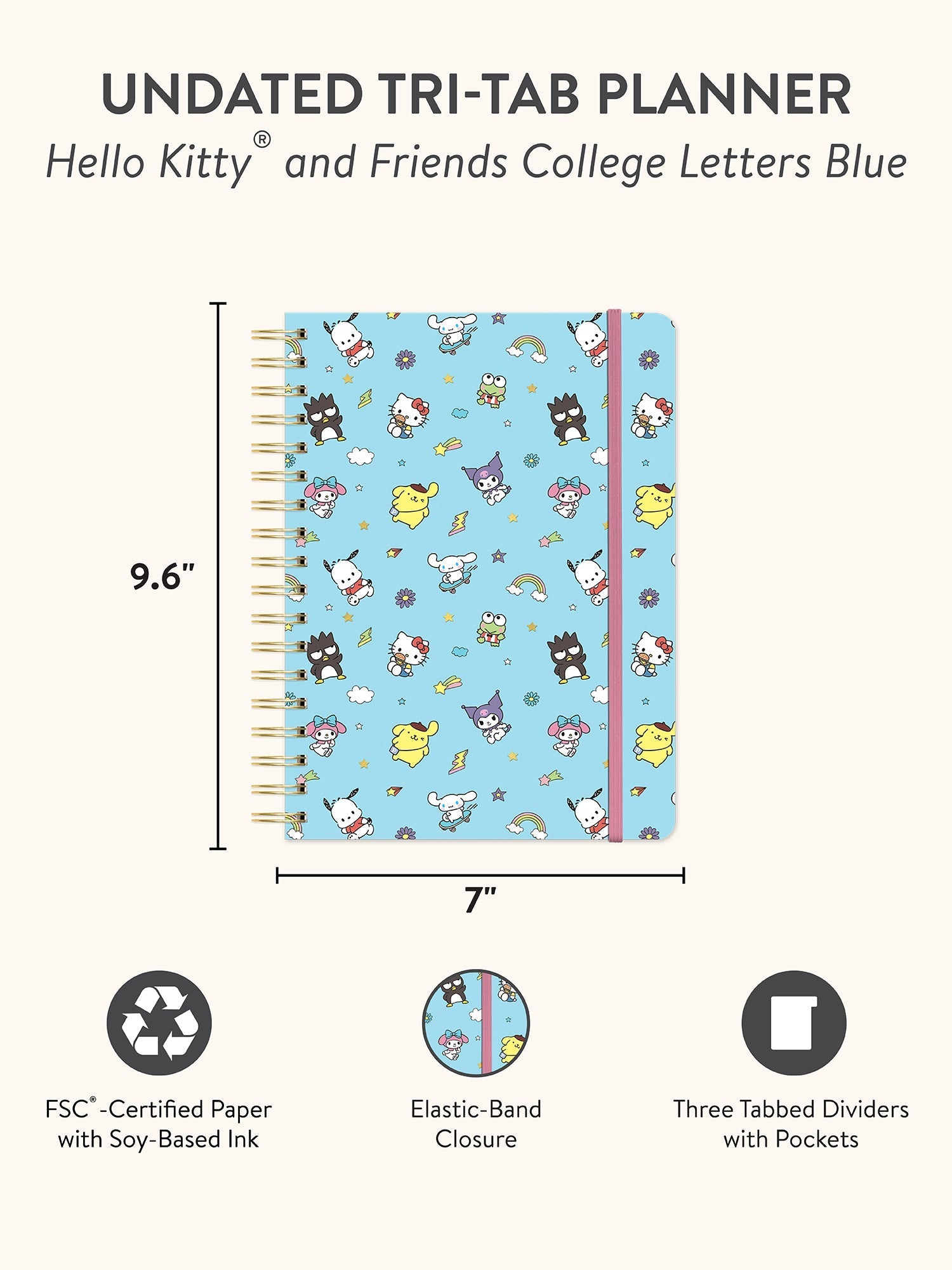 Hello Kitty and Friends x Studio Oh! College Letters Tri-Tab Planner