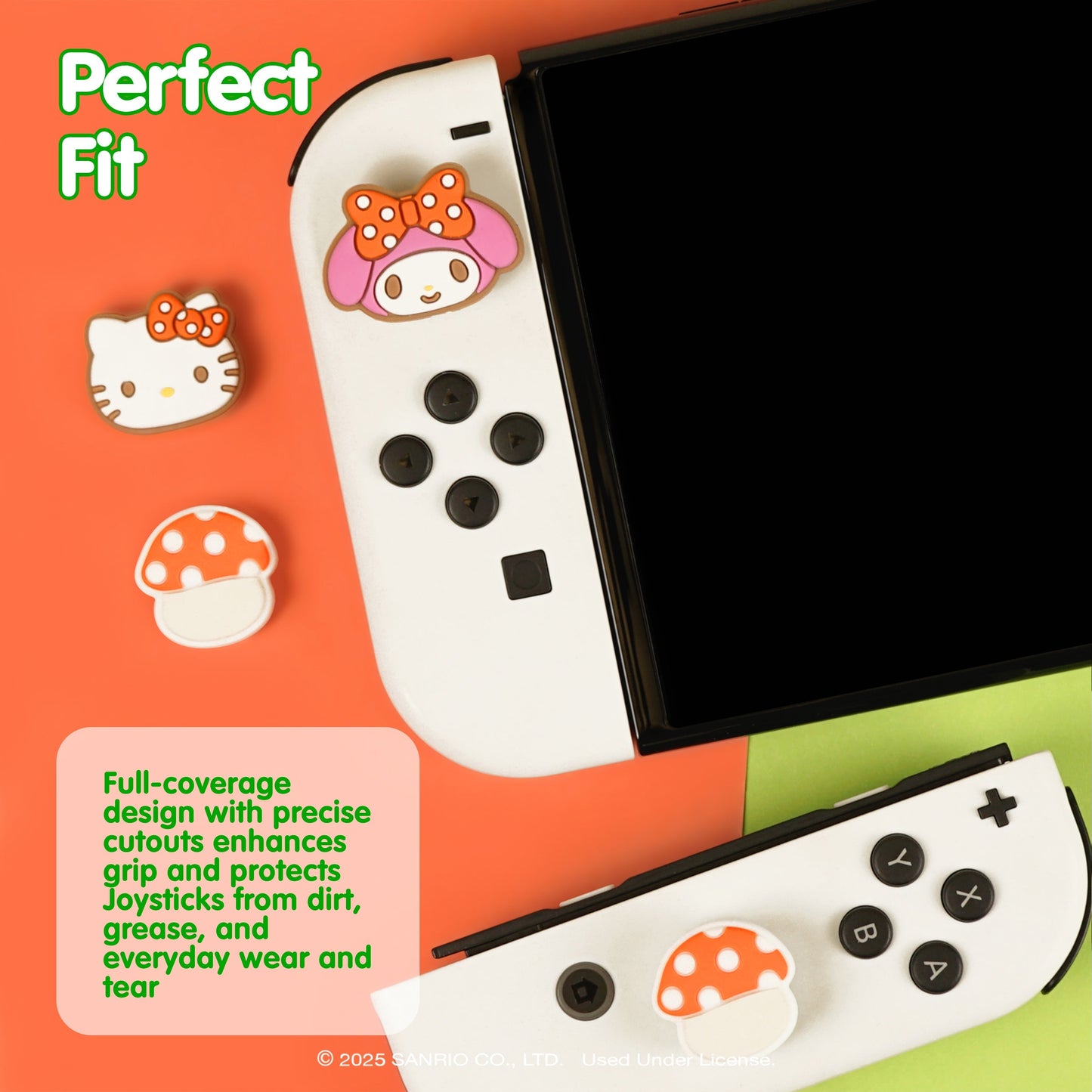 Hello Kitty and Friends Mushroom Nintendo Switch Grip Caps (Hello Kitty + My Melody)