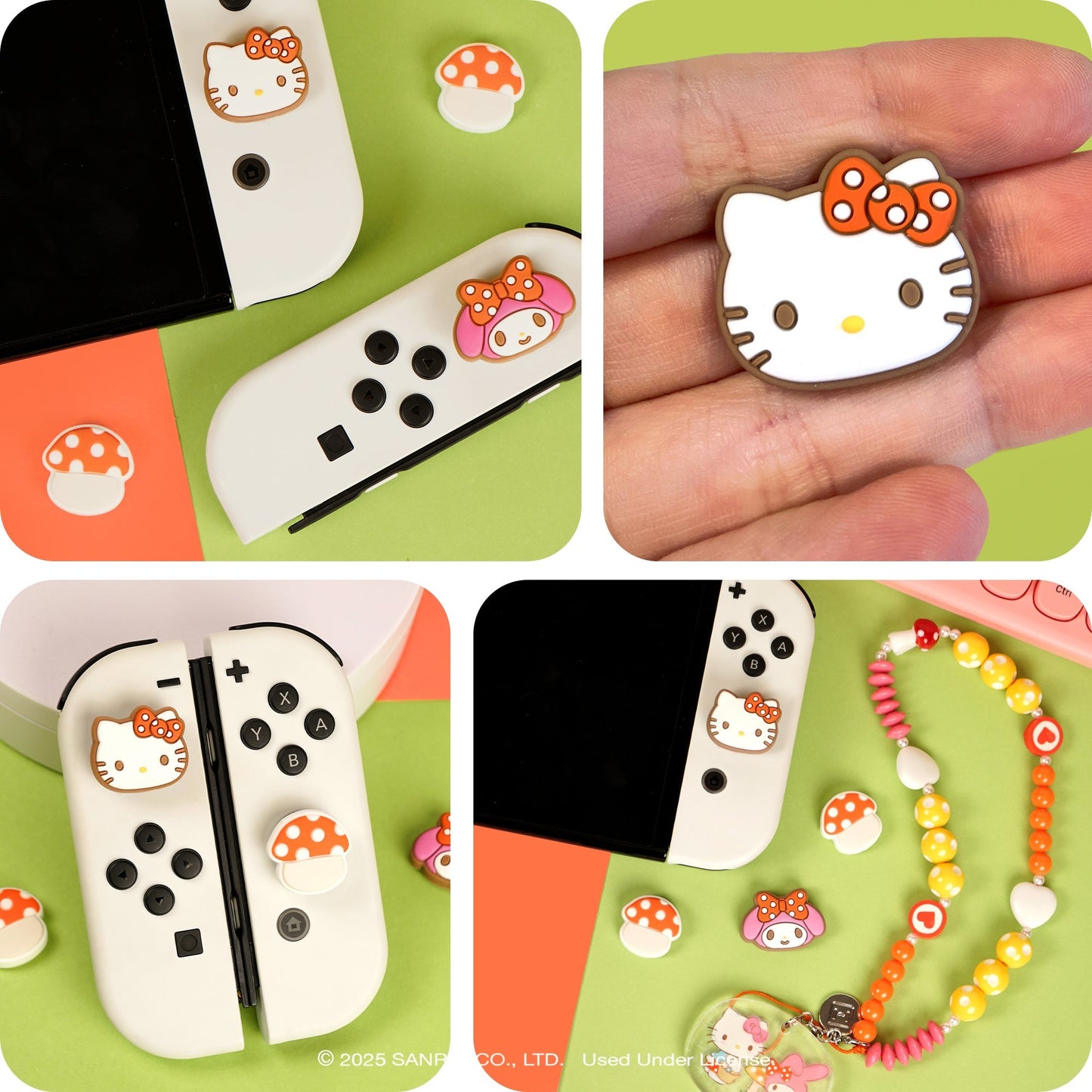 Hello Kitty and Friends Mushroom Nintendo Switch Grip Caps (Hello Kitty + My Melody)