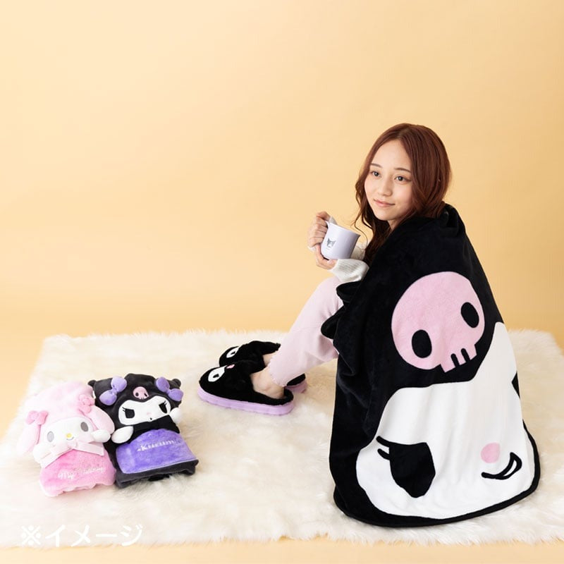 Kuromi Face-Shaped Throw Blanket