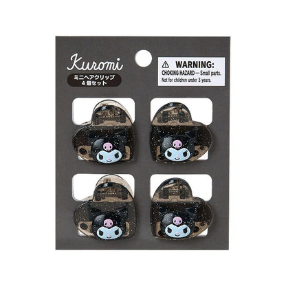 Kuromi 4-pc Mini Glitter Hair Clip Set