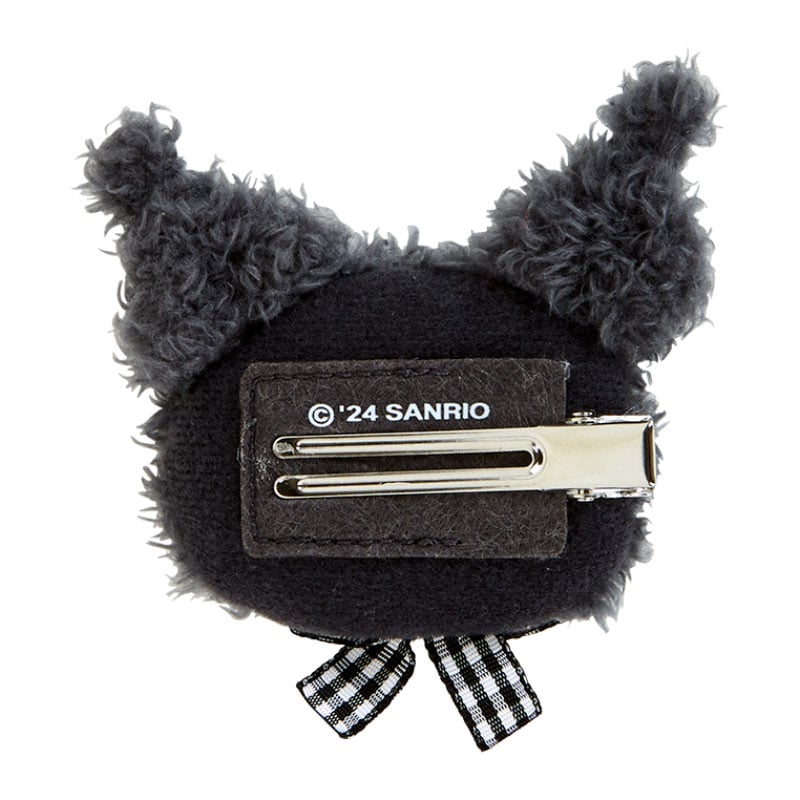 Kuromi Plush Hair Clip (Gingham Bow)