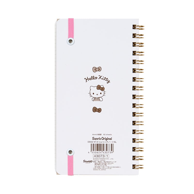 Hello Kitty Slim Spiral Notebook (Elastic Closure)